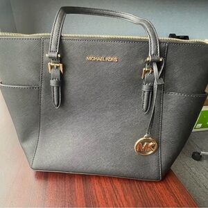 Authentic Michael Kors Black Tote with Gold Details